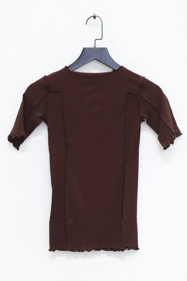 BASERANGE Ruffled Ribbed Cotton T-shirt BAS-TTO3-RB-SP24-TACTILE TTO3-RB-000